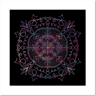 Colorful Flowers & Hearts Mandala Posters and Art